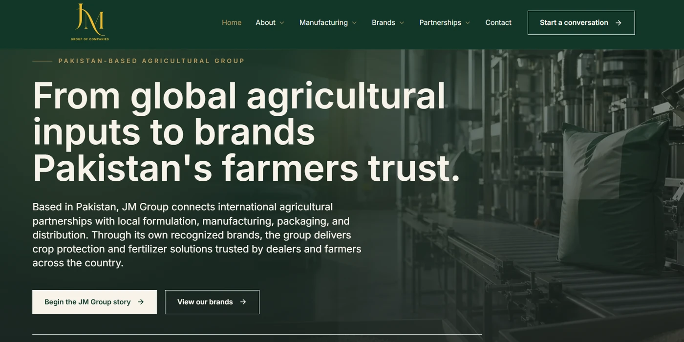 JM Group of Companies (earlier build) website built by Mohyuddin Enterprises